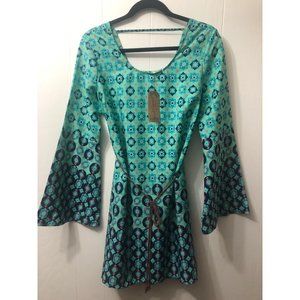 NWT Ladies Red Camel Medium Flare Sleeves Career Mini Dress Southern Henna Dress